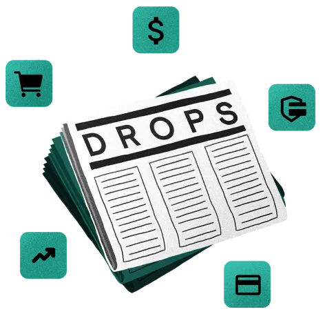 Ilustração de jornal escrito Drops